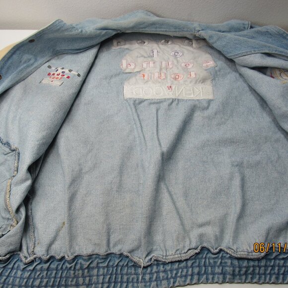 Vintage 90s Rare Kenwood Speed of Sound Tour Denim Varsity Bomber Jacket Lg - Picture 12 of 14